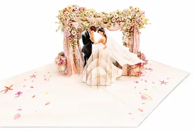 3D-Pop-up-Hochzeitskarte mit Blumenbogen, 13x18 cm, inkl. Umschlag