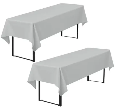 Obrázok produktu pre 2 kusy obrusov na stoly do pivných stanov, rozmer 260 x 110 cm, svetlosivá farba, materiál: polyester, možné prať