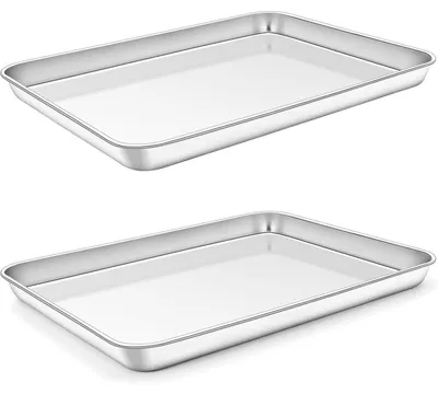 Productafbeelding van Set van 2 bakplaten, roestvrij staal, ovenplaat, vetopvangbak, 26x20x2,5 cm