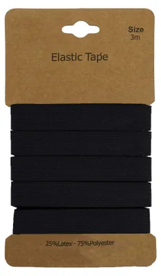Gummiband 3m x 10mm Gummilitze elastisches Band Gummi Wäscheband schwarz