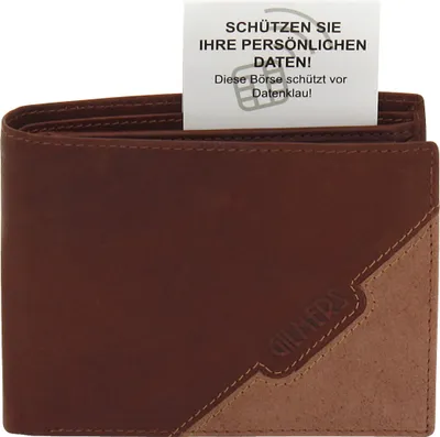 Produktbild von Friedrich Lederwaren Scheintasche Leder cognac mithellbraunem Kontrast RFID Scannerschutz, 16048-3