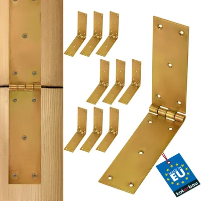 Produktbild von KOTARBAU® Kistenband 300 x 50 mm 10 St. Scharnier Gerollte Tischband Möbelscharnier Gelb Verzinkt Torband Möbelband Türscharnier 2 Flügel