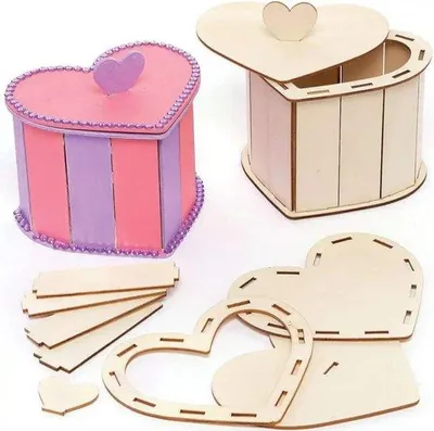 Produktbild von Bastelset Herz - 3 Stück Bastelpakete für Kinder zum Valentinstag