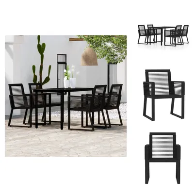 Produktbild von vidaXL 5-tlg. Garten-Essgruppe Schwarz -  Gartenmöbel-Sets