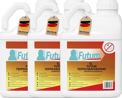 Produktbild von FUTUM 3x5L Teppichkäferspray, biozidfreies Käfer Spray, Insektenabwehr, gegen Käfer, Anti Insekten, Insekten Vernichter, Insektenschutz