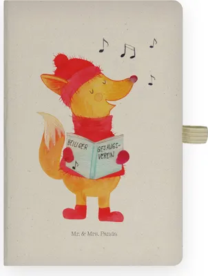 Produktbild von Mr. & Mrs. Panda notizbuch Fuchs Sänger - Transparent - Geschenk, Skizzenbuch, Adressbuch, Journal, Weihnachten, Winter, Singen, Tagebuch, Gebundenes, Heiligabend