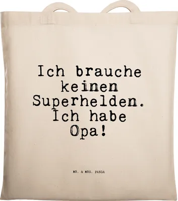 Produktbild von Mr. & Mrs. Panda Jutebeutel Ich brauche keinen Superhelden.... - Transparent - Geschenk, Tragetasche, Spruch Sprüche Weisheiten Zitate Lustig Weisheit Worte, Tote Bag