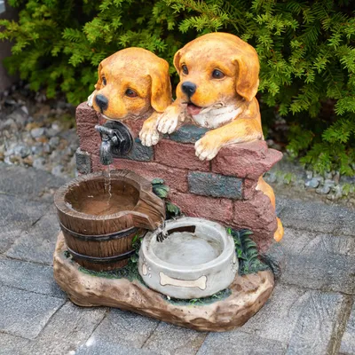 Produktbild von esotec Solarbrunnen Hundewelpen Milo & Buddy Komplettset outdoor 101335