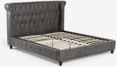 Immagine prodotto di Letto matrimoniale Chesterfield 160x190cm in ecopelle Chur - Nero