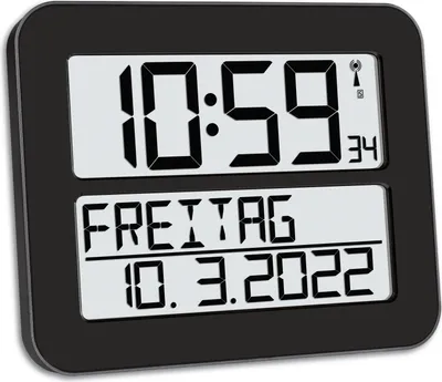 Produktbild von Digitale Funkwanduhr mit Wochentags- und Datumsanzeige TIMELINE MAX TFA Dostmann 60.4512.01