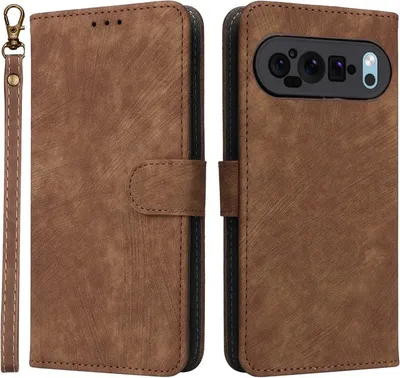 Productafbeelding van Hoesje voor de Google Pixel 9 XL - Portemonneehoes met afneembare koord - Phonesta Vintage Skin - Bruin
