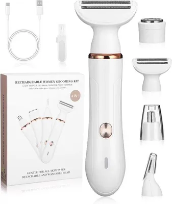 Obrázek produktu pro Holící strojek 4 v 1 pro ženy, intimní holicí strojek, zastřihávač nosních chloupků, elektrický zastřihávač obočí, pro použití na mokro i sucho