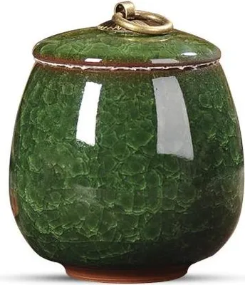 Immagine prodotto di Mini urna Luxe 170 ML in Vetroceramica per persone e animali domestici - Urna decorativa verde per la conservazione delle ceneri