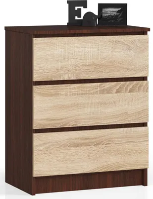 Produktbild von Akord Kommode 3 Schubladen Wenge/Sonoma-Eiche 60X40X77 Cm