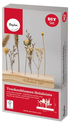 Bastelset Holzrahmen mit Trockenblumen, 22,7x4 cm, FSC