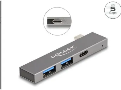 Image de DELOCK 3 Port Slim USB Hub mit USB Type-C zu 1x USB 5 Gbps