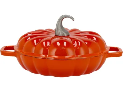 Produktbild von SILVERCREST Gusseisen-Servierpfanne Kürbis, ca. Ø 29 cm, 2 l, emailliert, mit Deckel