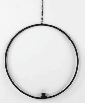 Produktbild von Metallring Hoop z. Hängen m. Stabkerzentülle, schwarz, D.36 cm
