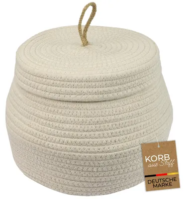 HMF Aufbewahrungskorb mit Deckel 25,5 x 19 cm in Creme, KI-generiertes Bild