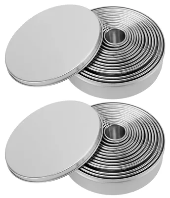 Produktbild von KOHAND 28 Stück Runde Ausstechformen Set Gebäck Keksausstecher Edelstahl Ring Scone Cutter für Backen, Teig, Donut, DIY Kuchen