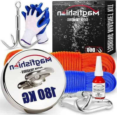 Produktbild von Famanu Magnetangelsatz 160 kg Neodymium Magnet 2 Seile 10M&20M mit Karabinerhaken