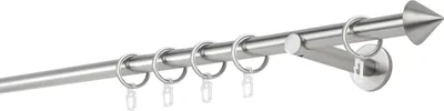 Produktbild von Gardinenstange auf Maß 20mm Spitze 1-lauf Wandträger 12cm Farbe: Edelstahl-Optik, Größe: 400cm