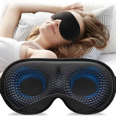 Produktbild von 2026 Gewichtete Schlafmaske für Damen und Herren, 3D-Augenmaske zur Druckentlastung, 100 % lichtundurchlässige Schlafbrille mit verstellbarem Riemen für Reisen und Yoga, 120 g, schwarz