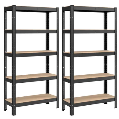Obrázek produktu pro SONGMICS Regály pro vysoké zatížení, sada 2 kusů, sklepní regály, skladovací regály, 30 x 75 x 150 cm, regály s ocelovým rámem, nosnost až 650 kg