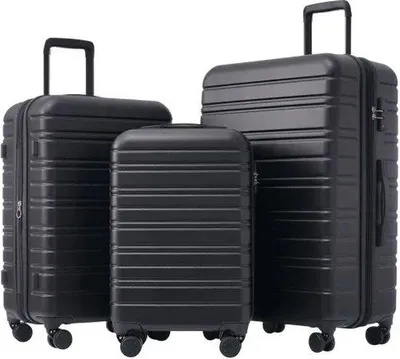 Produktbild von Famanu Koffer Set - 3-teilig - Schwarz - Mit Rollen - 60 x 30 x 30 cm