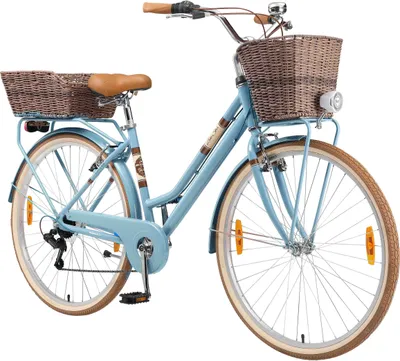 Produktbild von BIKESTAR City Stadt Fahrrad 28 Zoll | 18 Zoll Rahmen, 7 Gang Shimano Damen Holland Rad Retro Bike, V-Bremse, Gepäckträger | Blau