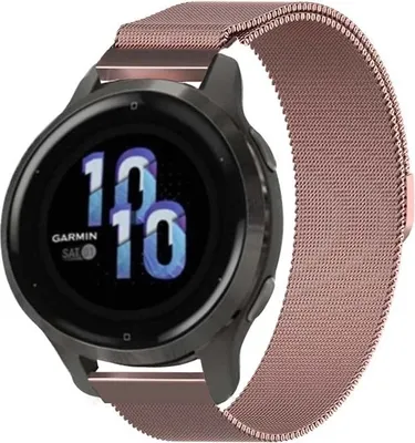Produktbild von Strap-it Milanese Armband - Kompatibel mit Garmin Venu 2s Armband 40mm - Hochwertiges Material -Edelstahl Magnetische verschluss für Armband Rosa 18mm Smartwatch