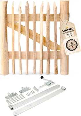 Produktbild von Classic Staketenzaun-Tor Set (silber) aus Edelkastanie, Breite 75 cm, Höhe 80 cm (genagelte Ausführung)