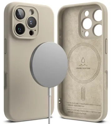 Obrázok produktu pre Ringke Silicone Magnetic MagSafe puzdro pre iPhone 16 Pro – sivé („Stone“)