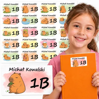 Image de AUTOCOLLANTS PRÉNOM CAHIER 20 pcs - Animal Capybara MODNE Mignon