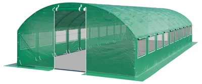 Image de TOOLPORT Serre de Jardin Serre Tunnel Plastique Robuste 4x10m  - Bâche PE 180g/m² vert transparent