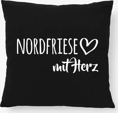 Produktbild von Huuraa Kissen Nordfriese mit Herz 40x40cm mit Füllung Black Baumwolle Dekokissen Geschenkidee
