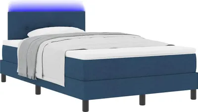 Produktbild von Boxspringbett mit LED-Lichtleisten Blau 120 x 190 cm Stoff