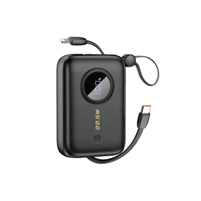 Produktbild von Dudao Powerbank 10000 mAh mit USB-C-/Lightning-Kabeln - Schwarz