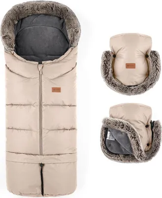 Obrázek produktu pro PETITE&MARS Set zimní fusak Arctic 4v1 + rukavice na kočárek Furry Rose Petal