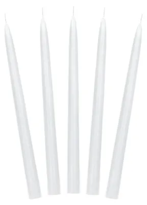 Image de Bougies pointues 24cm cire 10 pcs blanc mat