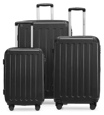 Immagine prodotto di HAUPTSTADTKOFFER - Alex - Koffer-Set 3-teilig, Rollkoffer Trolleys 4 Rollen mit Erweiterung, Handgepäck und Check-In Gepäck für jede Reiseart, TSA,Schwarz