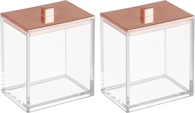 Produktbild von mDesign Kosmetikbehälter Wattestäbchen Organizer Badzubehör 2er Set Roségold