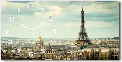 Produktbild von Wanduhr aus Glas – 60x30 cm - Glasbild - Glasuhr - Gehärtetes Glas - weisse-zeiger - Eiffelturm Paris