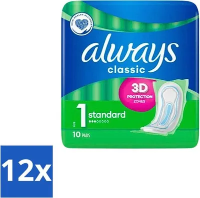 Obrázek produktu pro Vždy spolehlivé – Dámské vložky – Standardní – 3D ochrana – 10 dámských vložek – Výhodné balení – 12 kusů