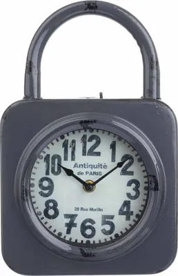 Produktbild von Standuhr gebürstet mit Griff aus Metall Vintage grau
