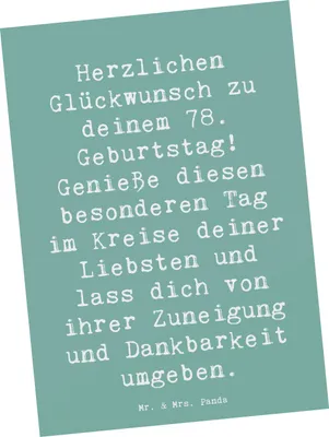 Produktbild von Mr. & Mrs. Panda Postkarte Spruch 78. Geburtstag - Meeresbrise - Geschenk, 78 Jahre alt, Geburtstagssprüche, Ansichtskarten, Geburtstagsgeschenk, bildkarte, Postkarten