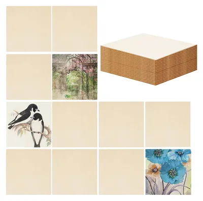 Produktbild von Belle Vous Blanko Untersetzer Holz Quadratisch Natur (30Stk) – 10x10cm Untersetzer Gläser Holz 2,5mm Dicke Holzplättchen Quadratisch für DIY,
