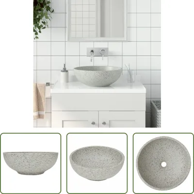 Produktbild von The Living Store Aufsatzwaschbecken Grau Rund Ø41x14 cm Keramik