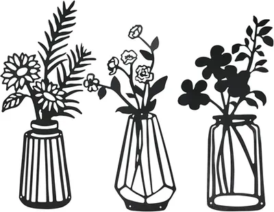 3er Set Metallblumen Wanddeko – schwarz, 19–37 cm, für Innen & Außen