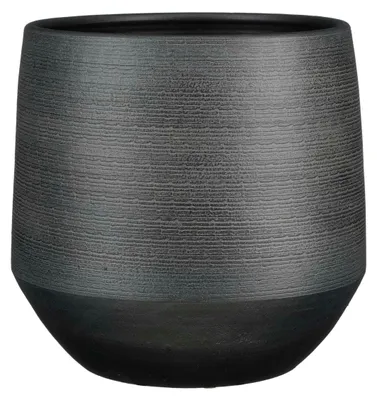 Produktbild von Mica Decorations Pflanzentopf - schwarzes Relief - Terrakotta - D37 x H34